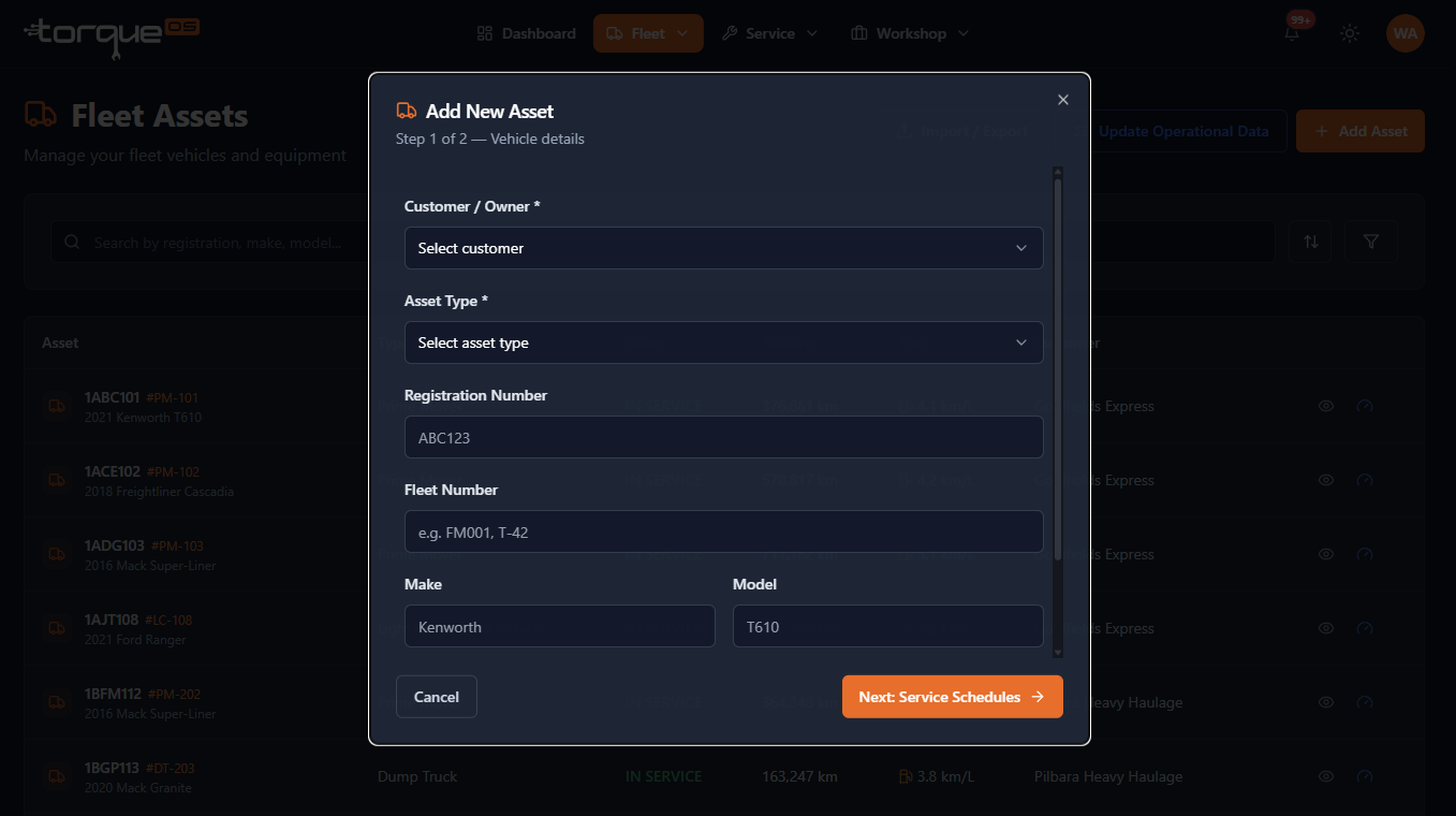 The Add asset dialog