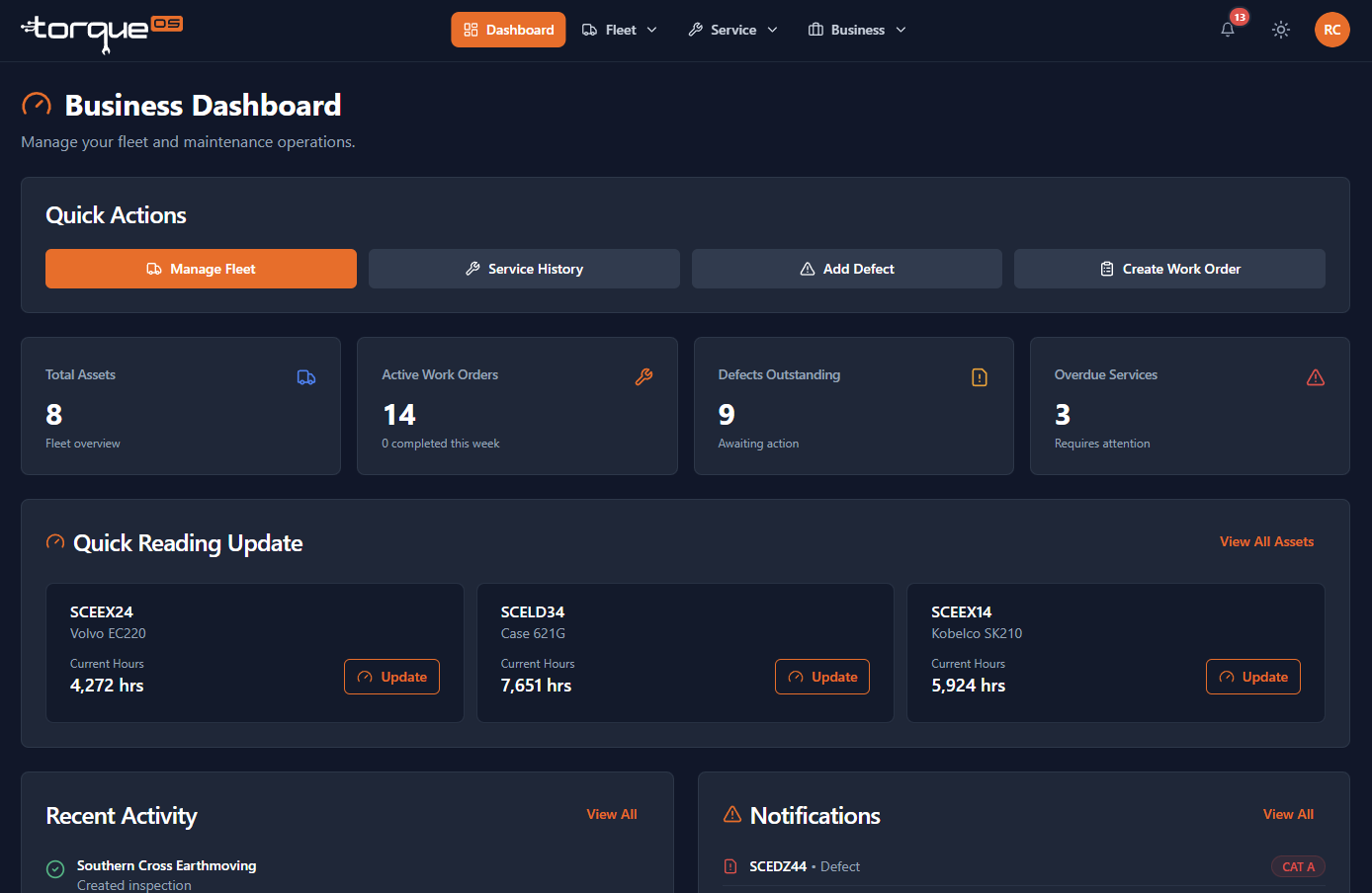 The fleet dashboard