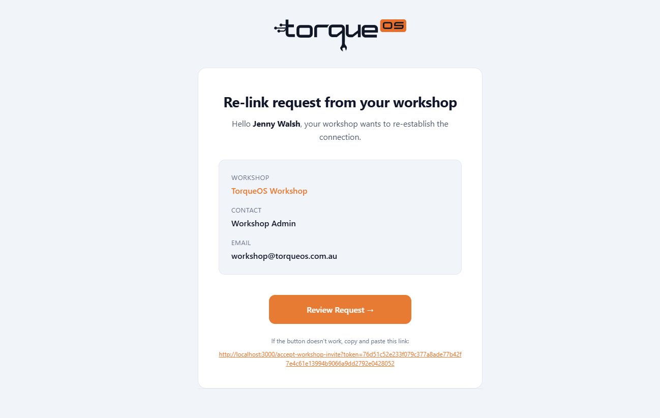 The invitation email from a workshop