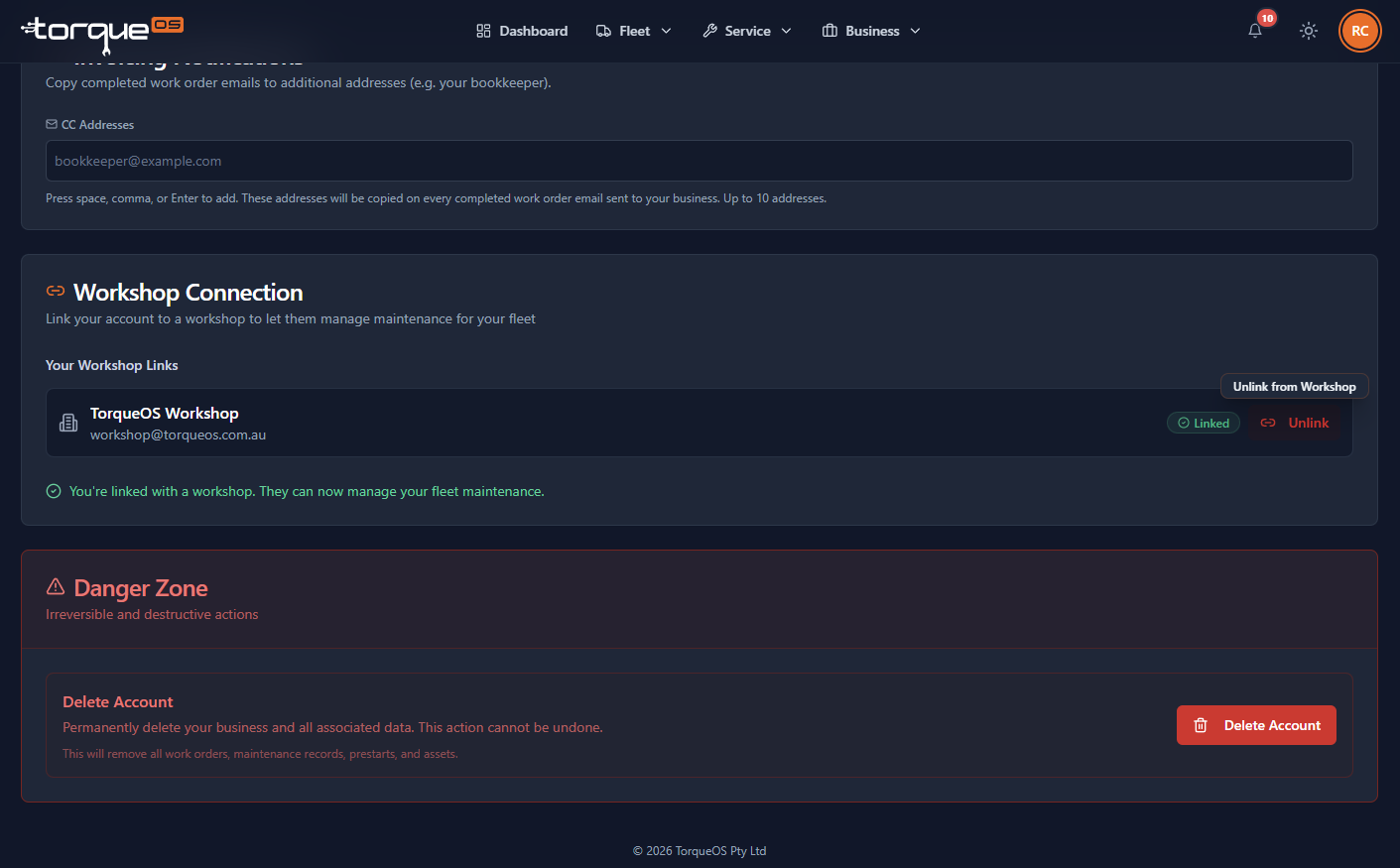 The cancel-link confirmation dialog